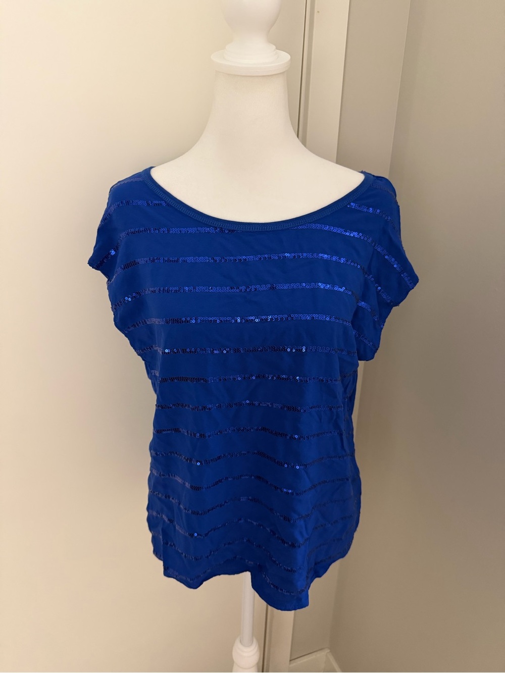 Aeropostale Royal Blue Sequin Stripe Short Sleeve Tee